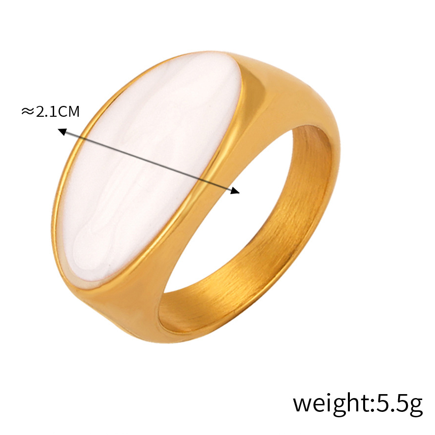 Golden Geometric Enamel Glaze Ring - Stylish Retro Women's Jewelry