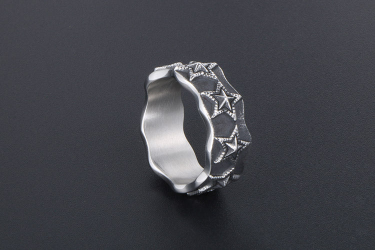 Star Ring Korean Trendy Couple Titanium Steel Jewelry