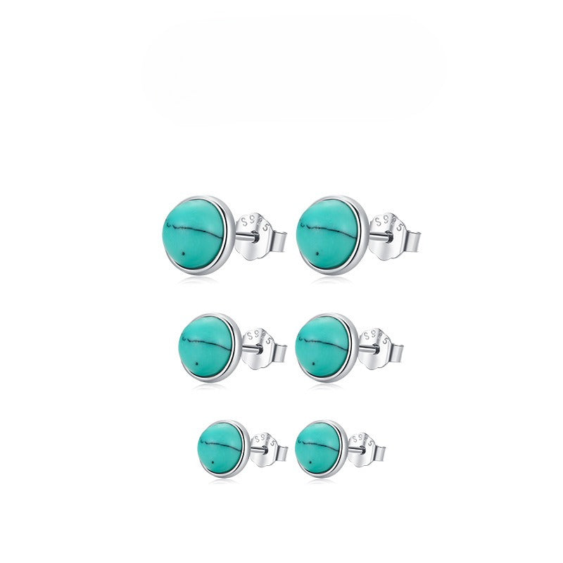 925 Sterling Silver Turquoise Stud Earrings