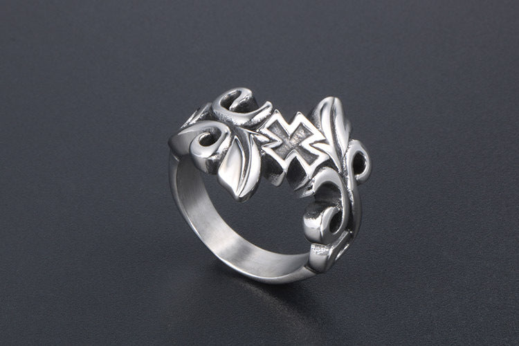 Retro Floral Vine Titanium Steel Ring For Men Planderful