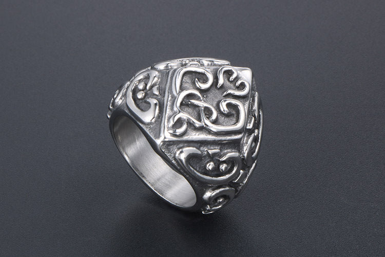 Personalized Titanium Steel Ring for Men Women Retro Pattern