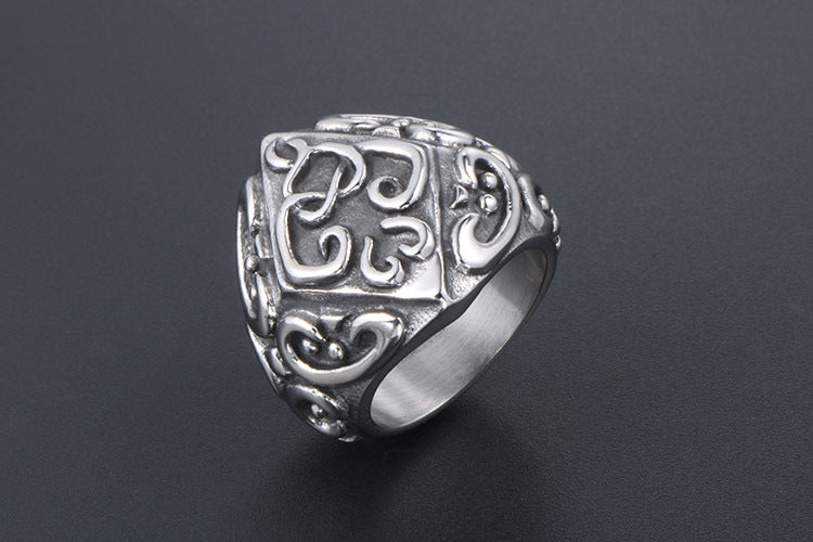 Personalized Titanium Steel Ring for Men Women Retro Pattern