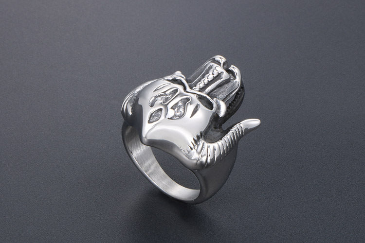 Personalized Retro Titanium Monster Ring for Men Horror Horn
