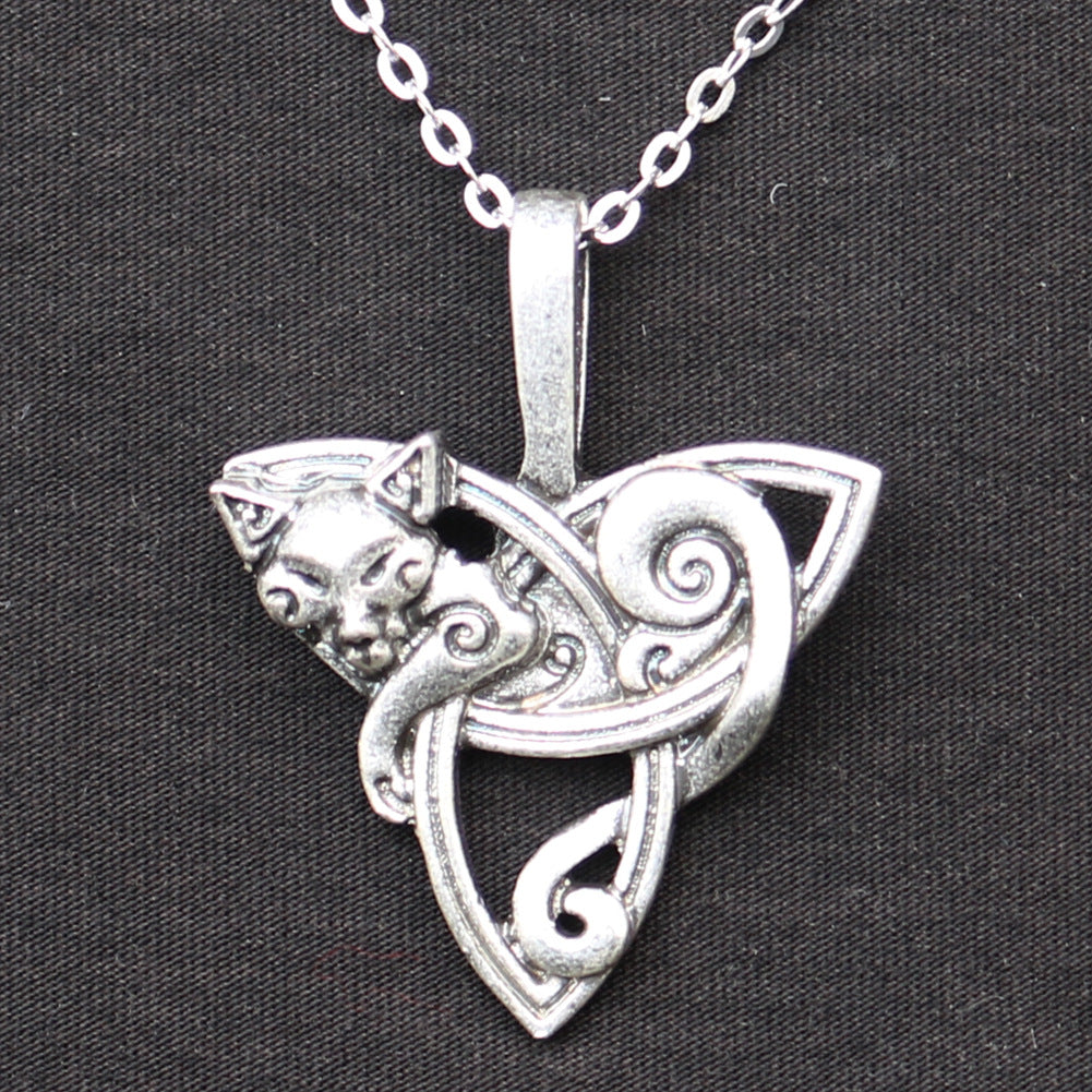 Fox Protector Irish Celtic Knot Pet Necklace for Men - Norse Legacy Viking Triangle Pendant