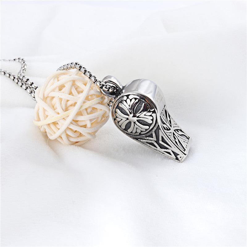 Trendy Titanium Steel Whistle Pendant Necklace for Men - European and American Hip Hop Style