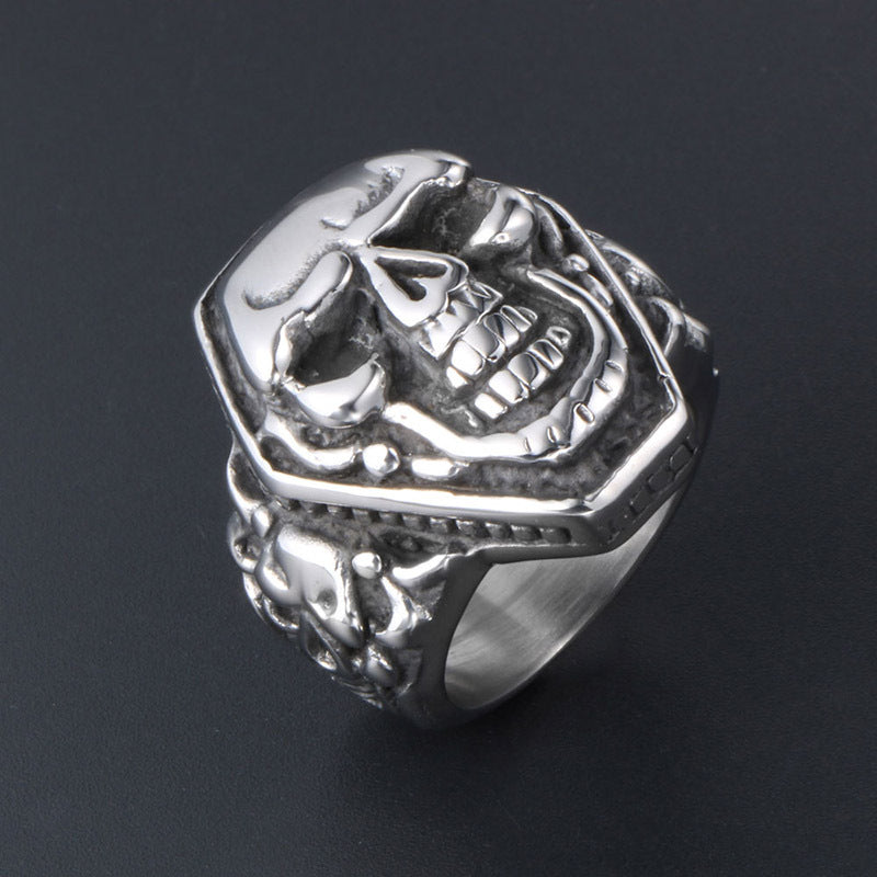 Unique Skull Design Titanium Steel Ring for Men - Rock Hip-Hop Style Jewelry