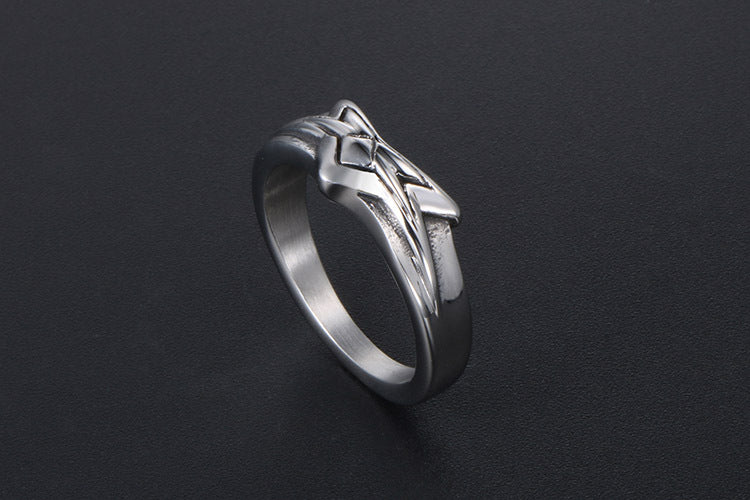 Pentagram Titanium Steel Ring Unisex Retro Korean Version