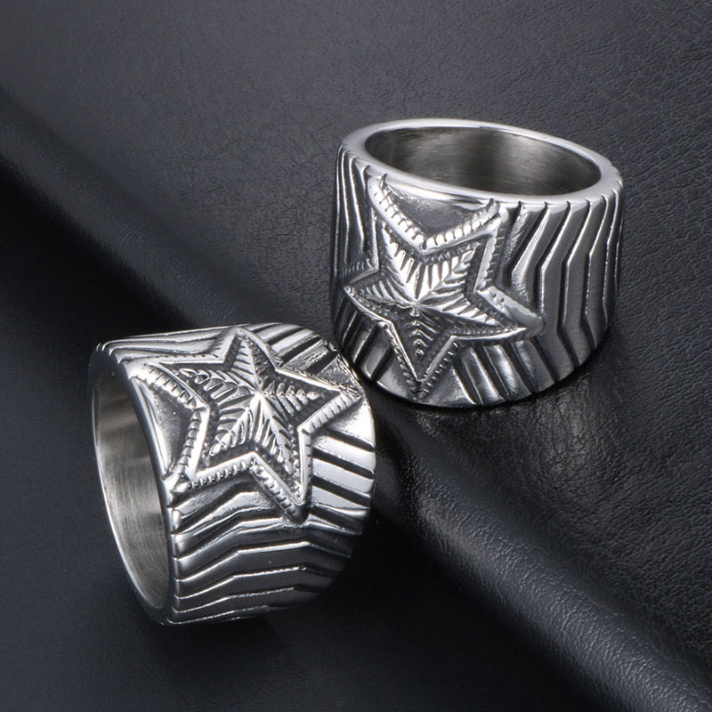 Wholesale Titanium Steel Star Style Ring for Men - Planderful Everyday Genie Collection