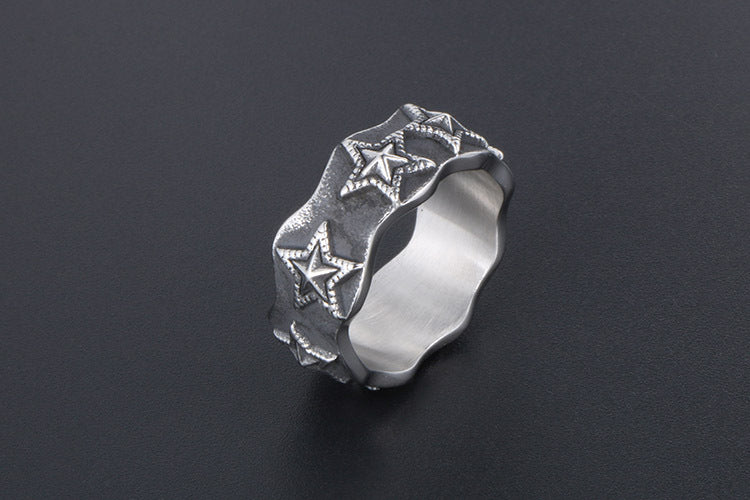 Star Ring Korean Trendy Couple Titanium Steel Jewelry