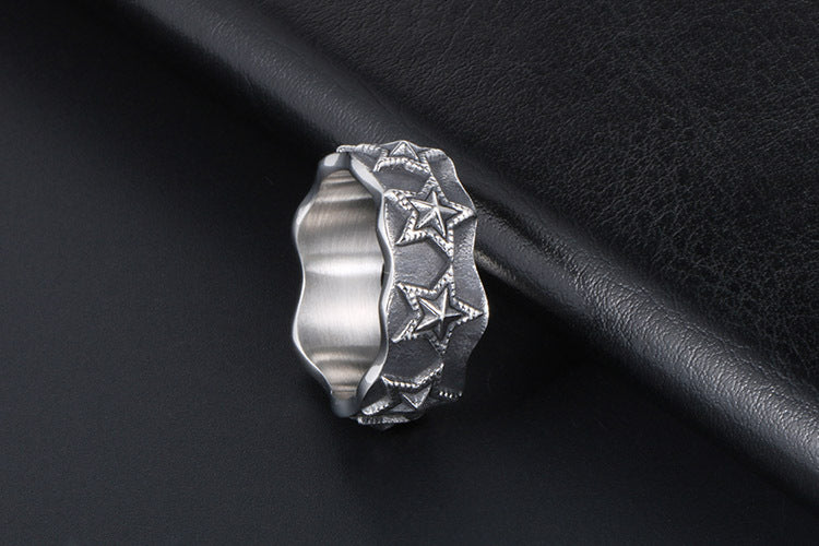 Star Ring Korean Trendy Couple Titanium Steel Jewelry