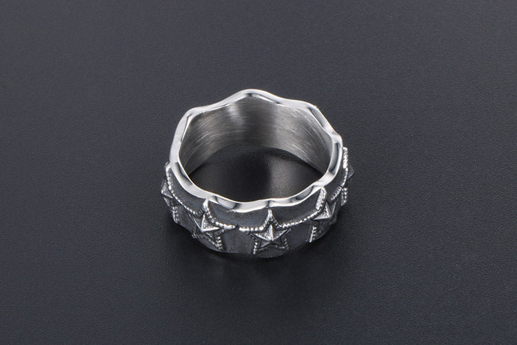 Star Ring Korean Trendy Couple Titanium Steel Jewelry