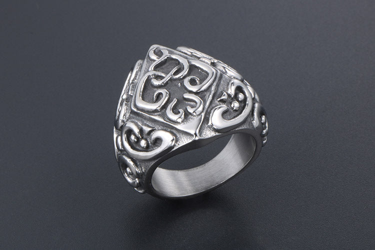 Personalized Titanium Steel Ring for Men Women Retro Pattern