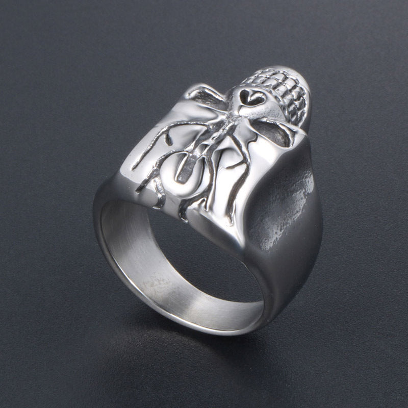Exaggerated Titanium Steel Ring for Men - Bold European and American Style Accessories