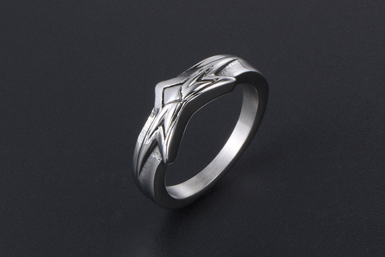 Pentagram Titanium Steel Ring Unisex Retro Korean Version