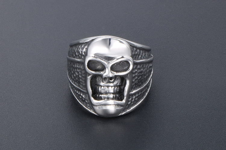 Vintage Domineering Titanium Steel Skull Punk Men Ring