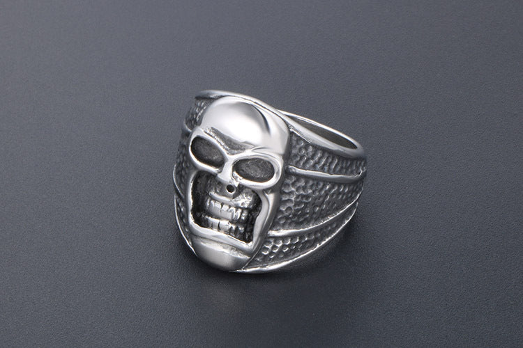 Vintage Domineering Titanium Steel Skull Punk Men Ring