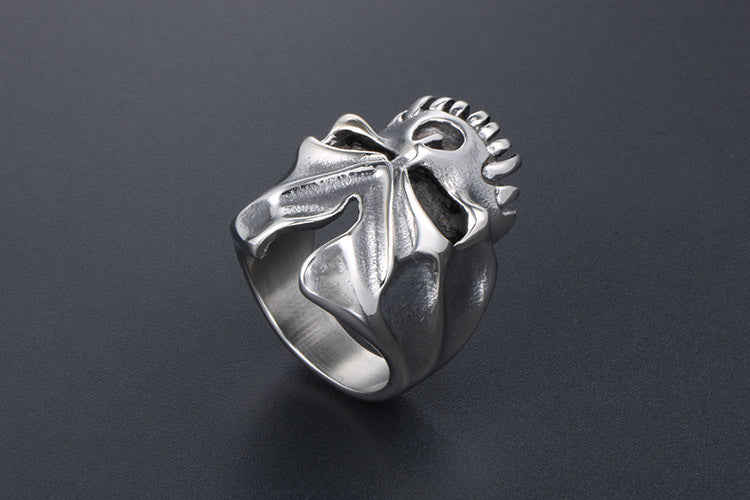 Titanium Steel Skull Ring Men Halloween Monster Retro Style