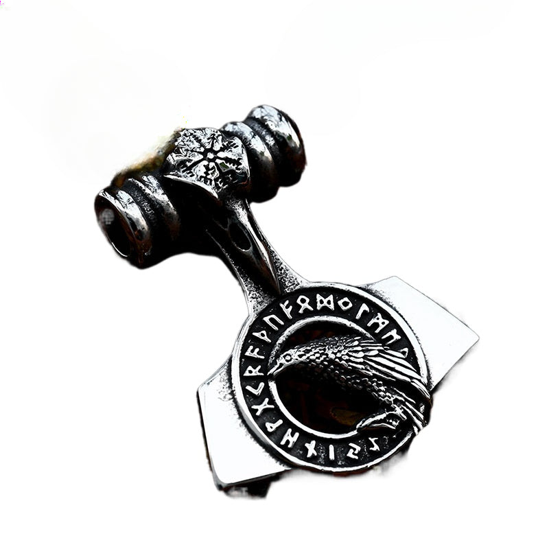 Nordic Viking Crow Pendant for Men - Retro Stainless Steel Jewelry in Titanium Steel