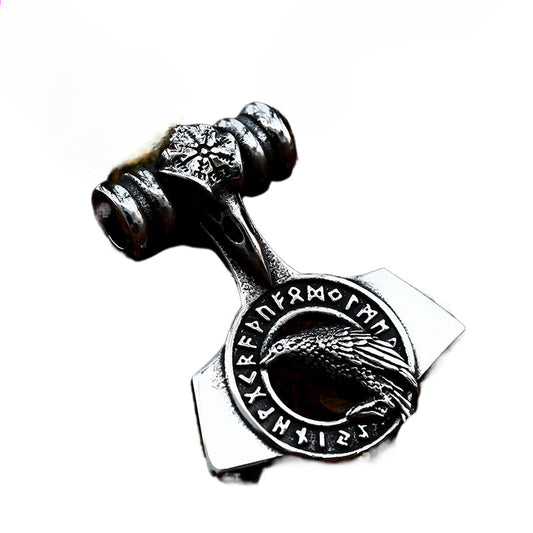 Nordic Viking Crow Pendant for Men - Retro Stainless Steel Jewelry in Titanium Steel