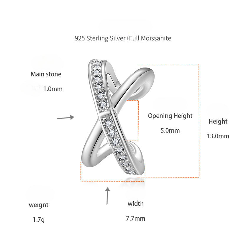 Korean Small Fresh Earless Women's Ear Clips S925 Silver-Plated Moissanite Earrings