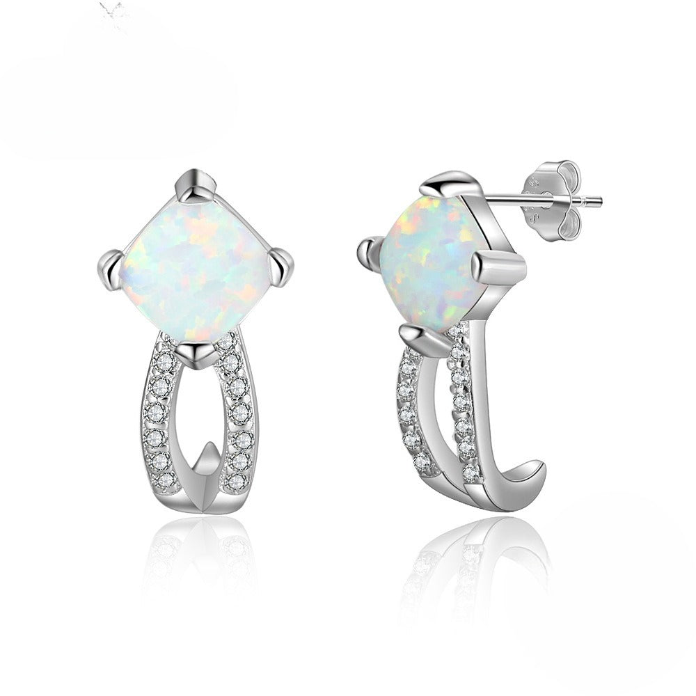 Planderful Jewelry Opal Earrings Sterling Silver
