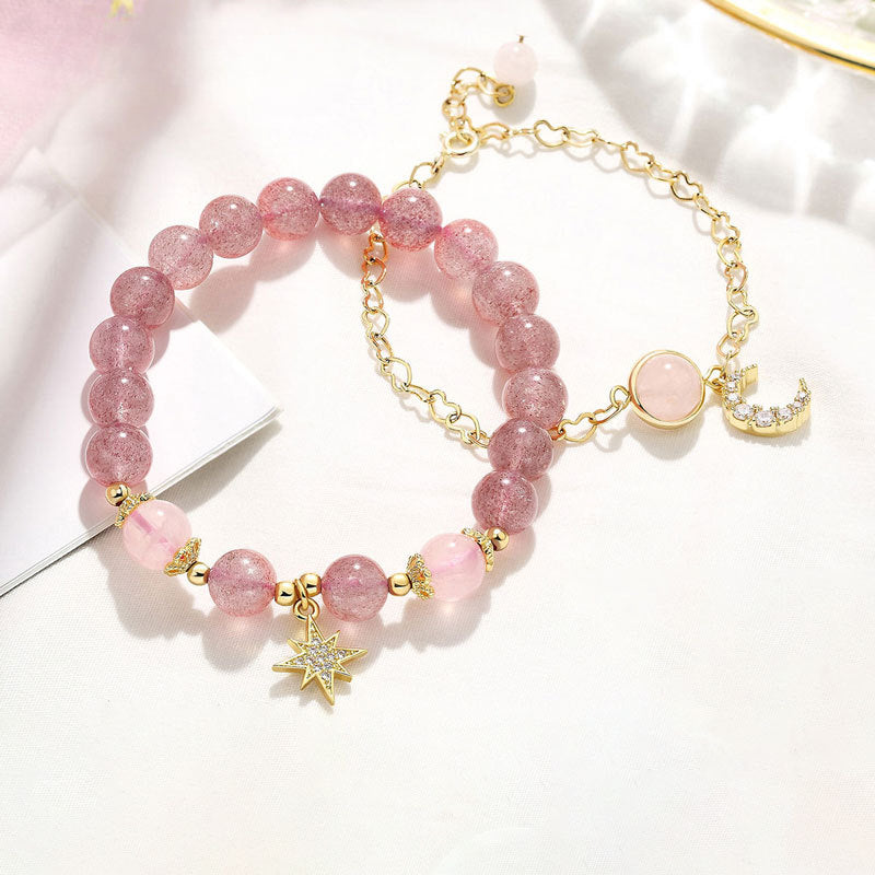 Actress Yueins Small Crowd Crystal Bracelet in Strawberry Design