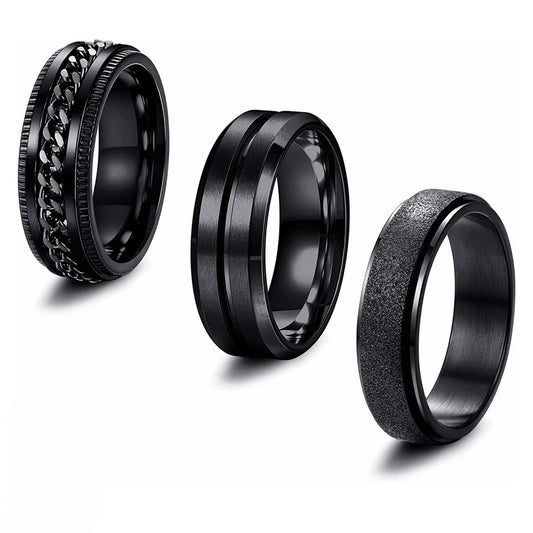 Cyberpunk Style Titanium Steel Rotating Ring Set for Men