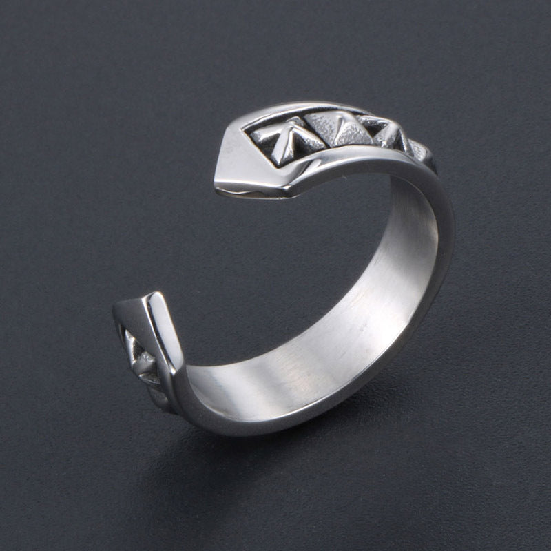 Vintage-Inspired Distressed Carved Couple Ring for Men and Women in Titanium Steel