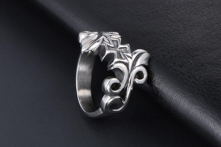 Retro Floral Vine Titanium Steel Ring For Men Planderful