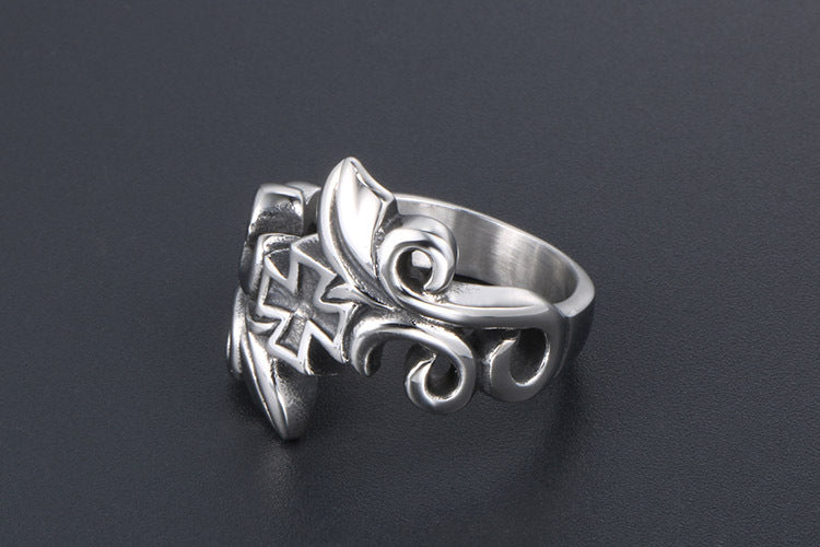 Retro Floral Vine Titanium Steel Ring For Men Planderful