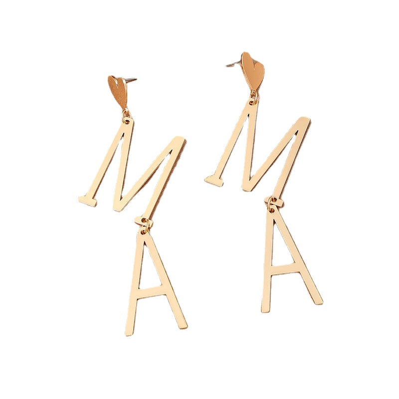 Exaggerated Metal Heart MAMA Earrings - Vienna Verve Collection