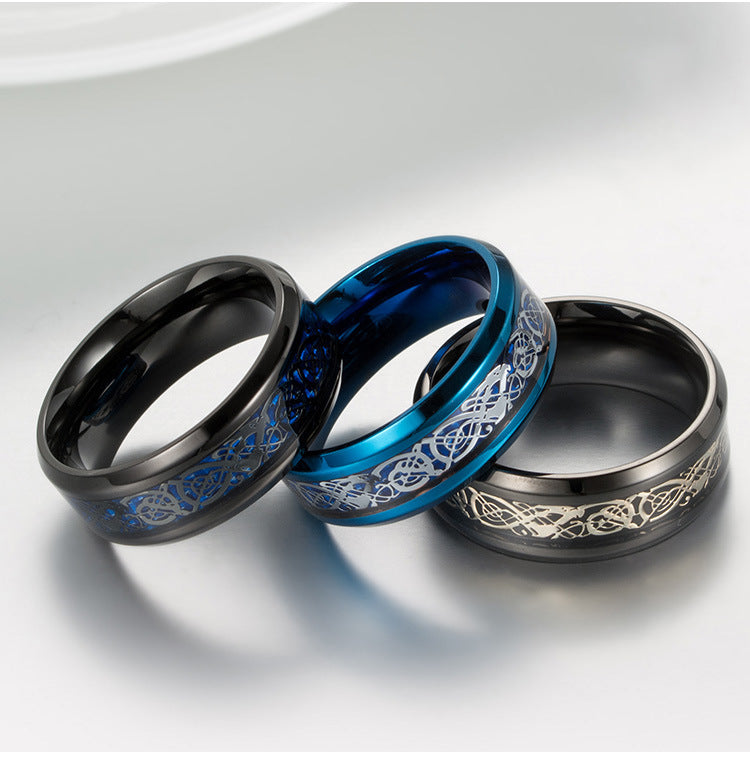 E-commerce Nibelongen's Ring Dragon Pattern Carbon Fiber Ring