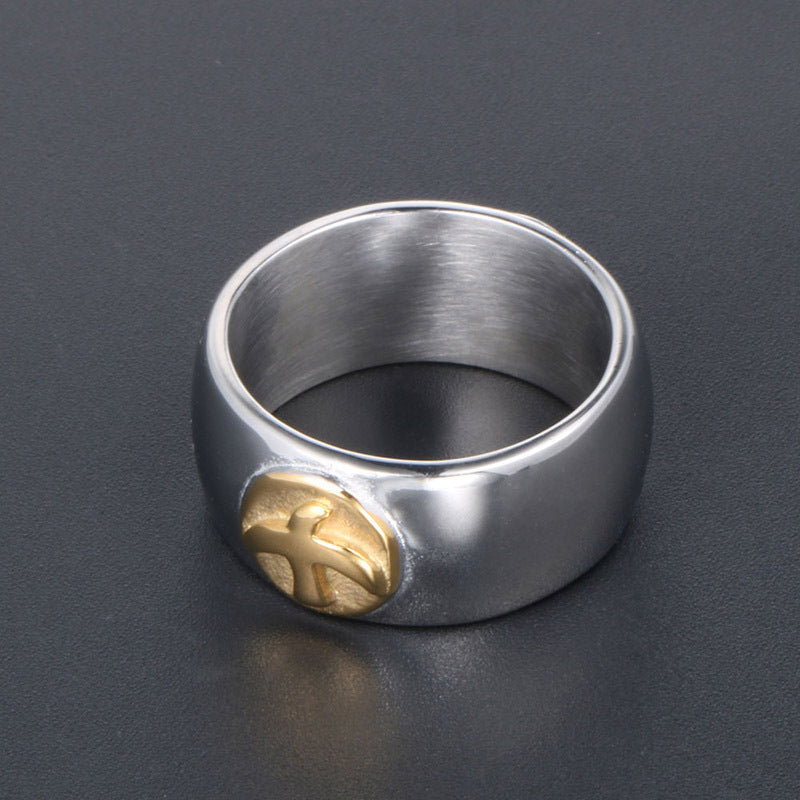 Personalized Retro Gold-Topped Titanium Steel Bird Ring for Men