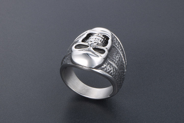 Vintage Domineering Titanium Steel Skull Punk Men Ring