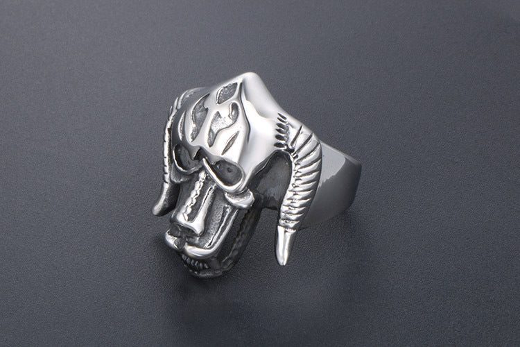 Personalized Retro Titanium Monster Ring for Men Horror Horn