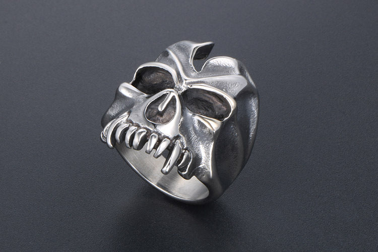 Titanium Steel Skull Ring Men Halloween Monster Retro Style