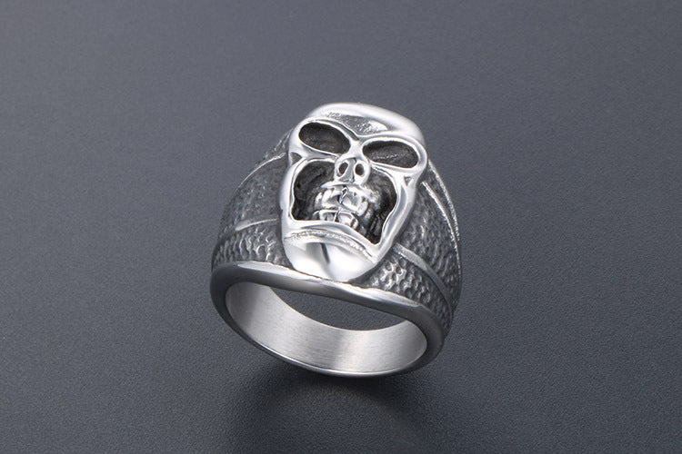 Vintage Domineering Titanium Steel Skull Punk Men Ring