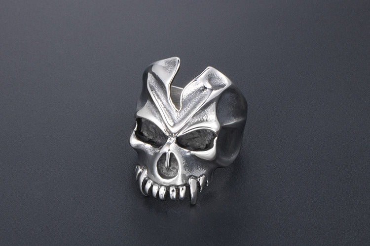 Titanium Steel Skull Ring Men Halloween Monster Retro Style