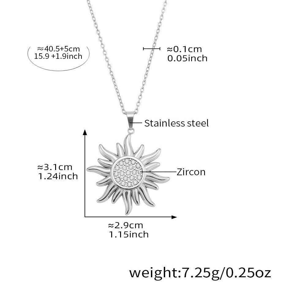 Planderful Premium Zircon Sun Pendant Necklace For Women
