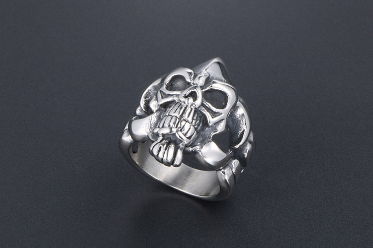 Retro Titanium Steel Skull Ring For Men Size 7 To 12