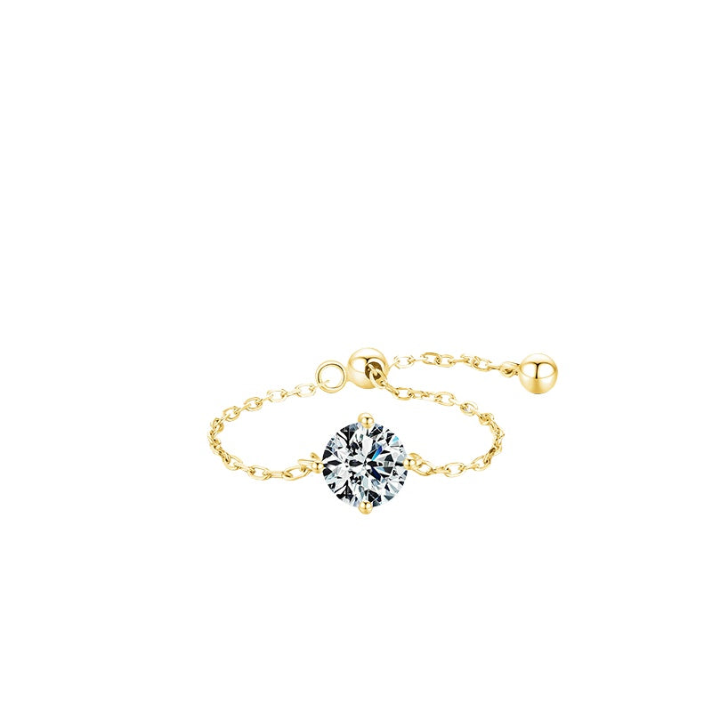925 Sterling Silver Chain Zircon Ring