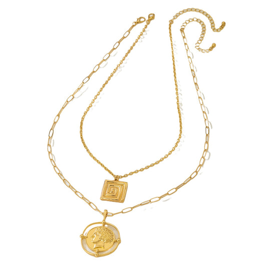 Planderful Vienna Verve Coin Pendant Necklace – Vintage Ancient Greek Goddess Design