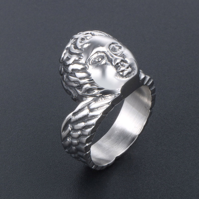 Titanium Steel Men's Fashion Ring - Korean Style Stainless Steel Head Ring