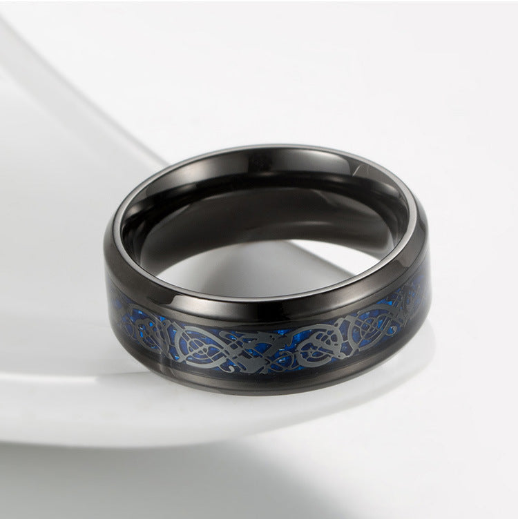 E-commerce Nibelongen's Ring Dragon Pattern Carbon Fiber Ring