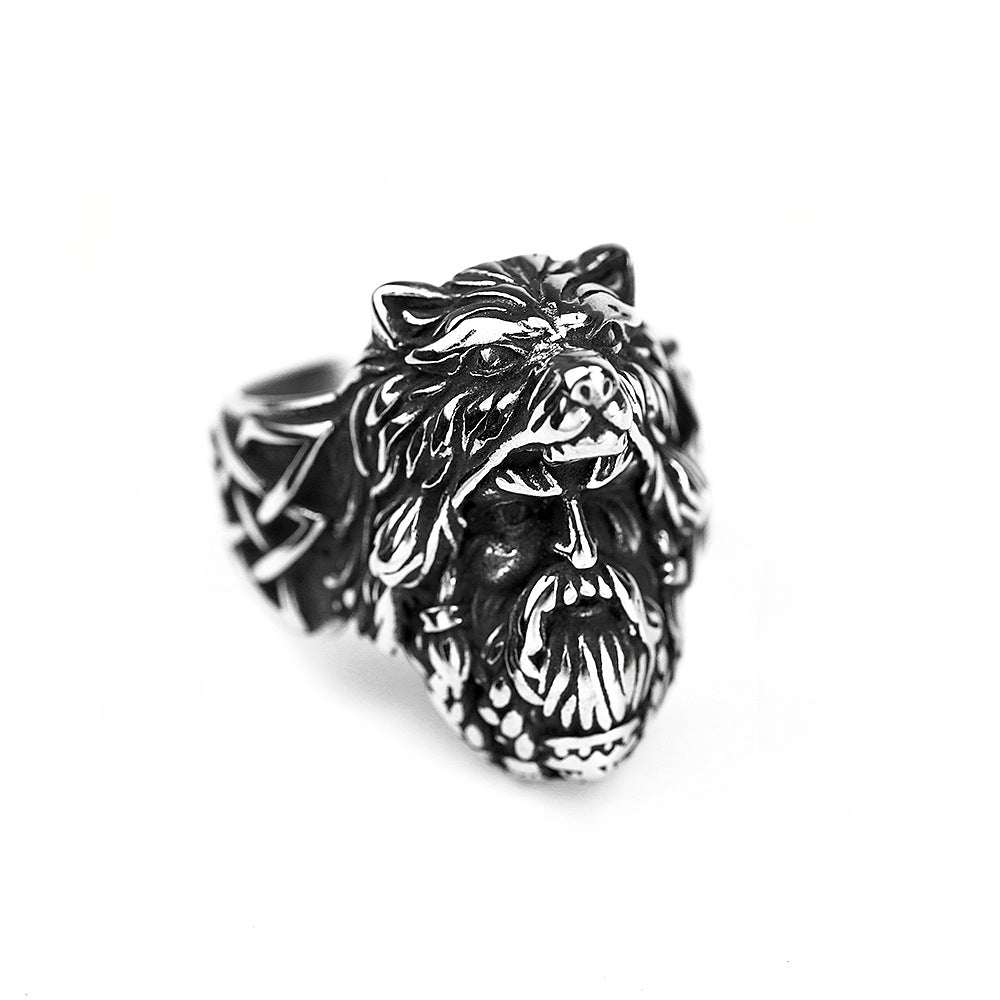 AliExpress Hot Selling Norse Mythology Viking Bear Head Ring
