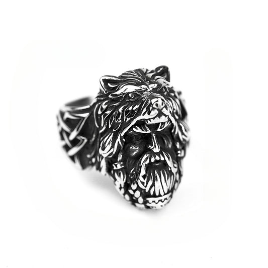 AliExpress Hot Selling Norse Mythology Viking Bear Head Ring