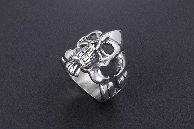 Retro Titanium Steel Skull Ring For Men Size 7 To 12