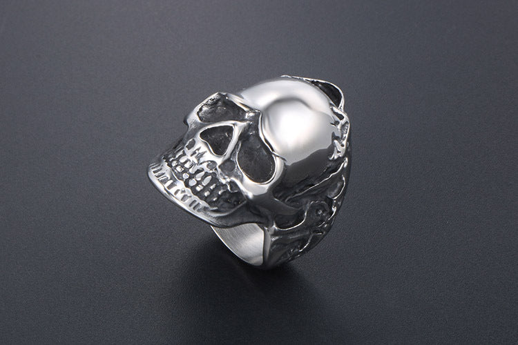 Titanium Steel Skull Ring Wreath Hip Hop Style For Men