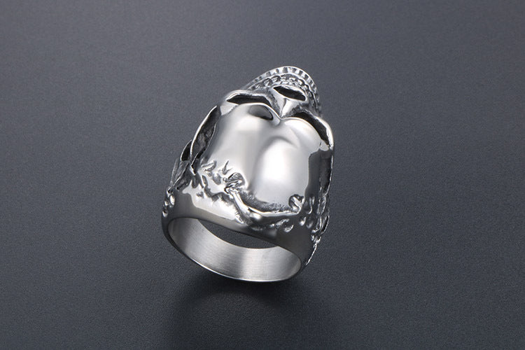 Titanium Steel Skull Ring Wreath Hip Hop Style For Men