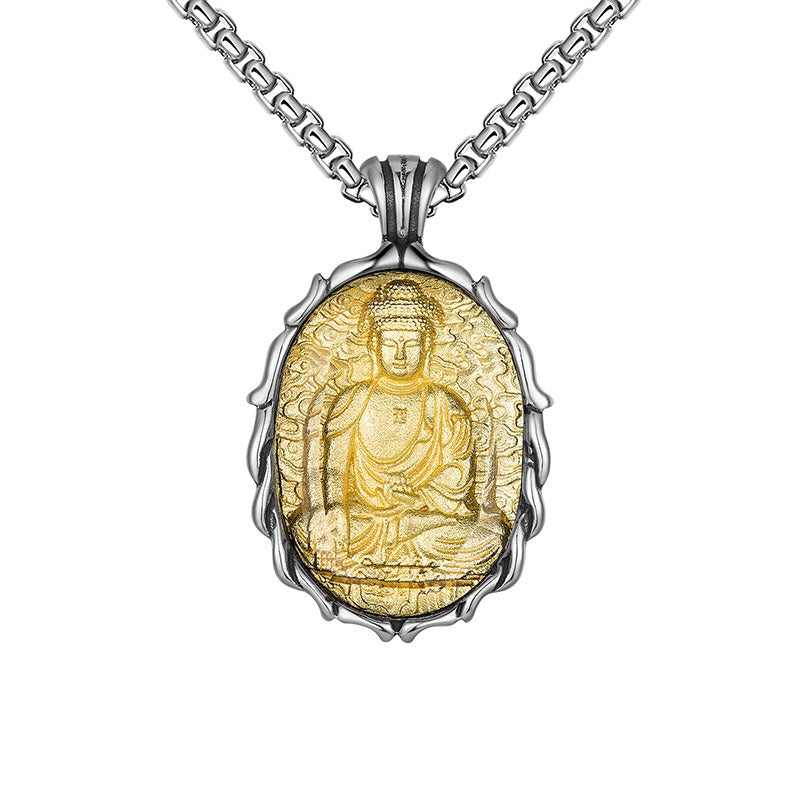 Stainless Steel Necklace – Statement Buddha Pendant For Men